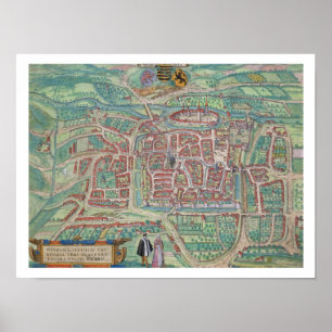 Póster Mapa de Weimar, de "Civitates Orbis Terrarum"