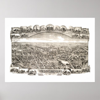 Póster Mapa de West Medford, Massachusetts en 1897