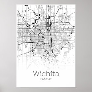 Póster Mapa de Wichita - poster del mapa de Kansas City