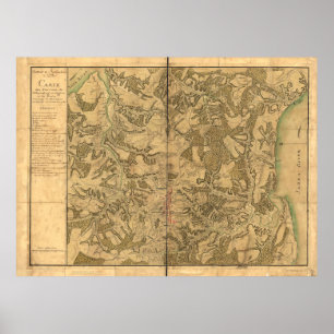 Póster Mapa de Williamsburg para el Comte de Rochambeau