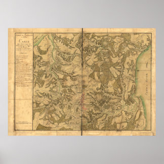 Póster Mapa de Williamsburg para el Comte de Rochambeau