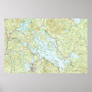 Póster Mapa de Winnipesaukee del lago (1986)