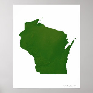 Póster Mapa de Wisconsin