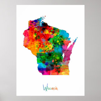Póster Mapa de Wisconsin