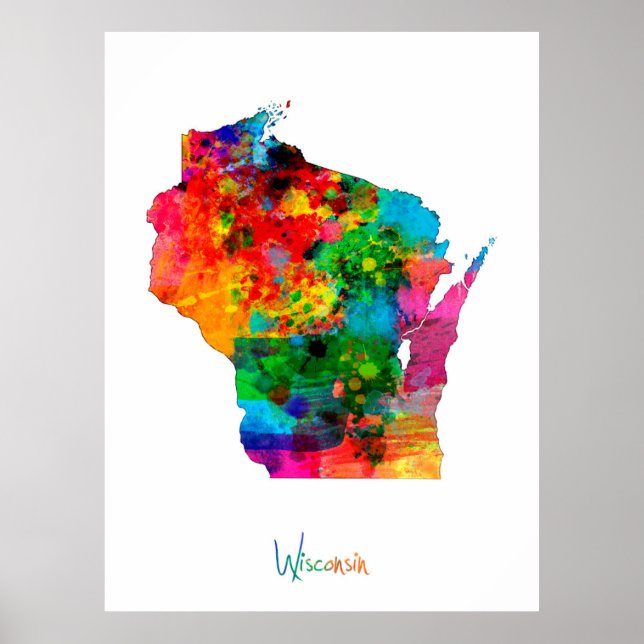 Póster Mapa de Wisconsin (Frente)