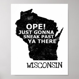 Póster Mapa de Wisconsin Abrir Sneak Pasado Ya Hay Jerga