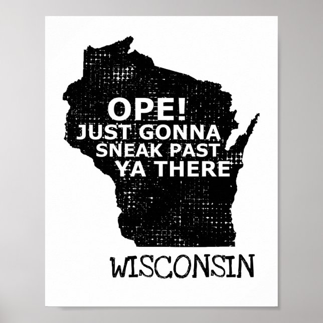 Póster Mapa de Wisconsin Abrir Sneak Pasado Ya Hay Jerga  (Frente)