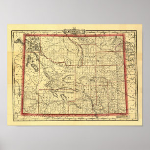 Póster Mapa de Wyoming de 1895
