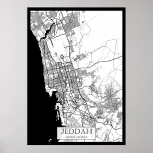 Póster Mapa de Yeda Arabia Saudita