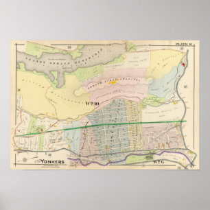 Póster Mapa de Yonkers NY Atlas