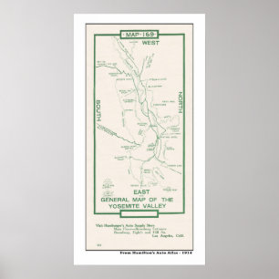 Póster Mapa de Yosemite de 1914