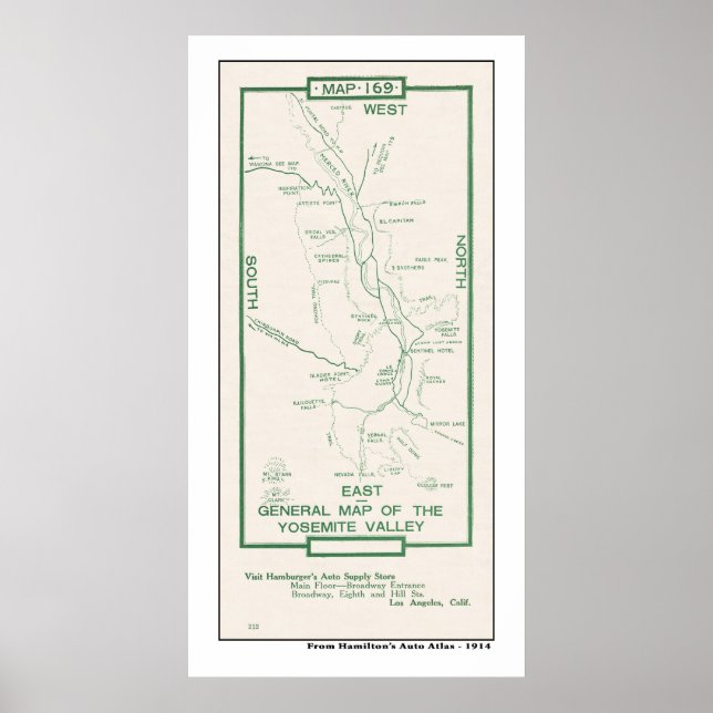 Póster Mapa de Yosemite de 1914 (Frente)