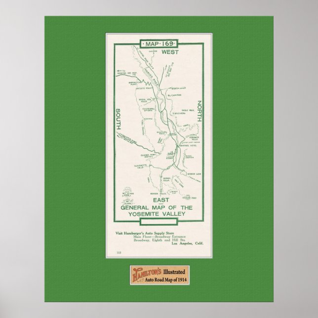 Póster Mapa de Yosemite de 1914 (Frente)