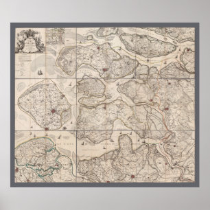 Póster Mapa de Zelanda, Países Bajos (1748)