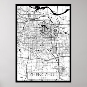 Póster Mapa de Zhengzhou China