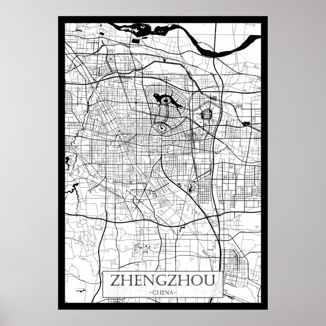 Póster Mapa de Zhengzhou China (Frente)