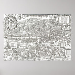 Póster Mapa de Zúrich Suiza de 1576