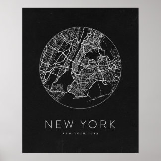 Póster Mapa decorativo minimalista de la ciudad de Nueva