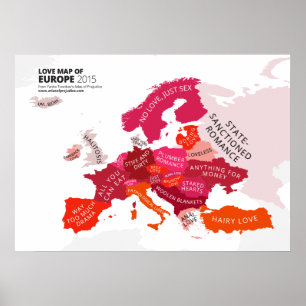 Póster Mapa del amor de Europa