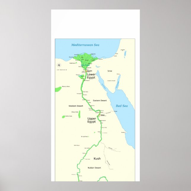 Póster Mapa del antiguo Egipto durante el periodo dinásti (Frente)