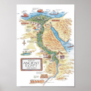 Póster Mapa del antiguo Egipto y Nubia