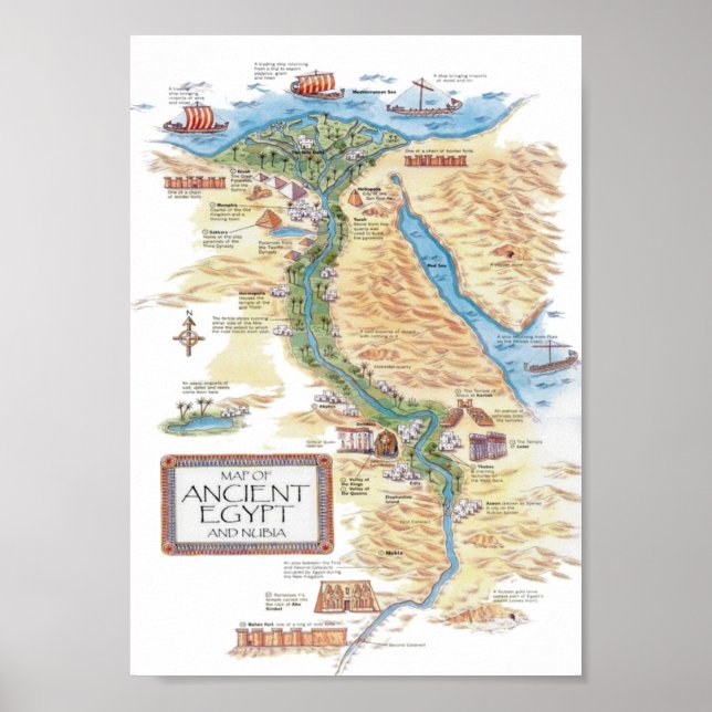 Póster Mapa del antiguo Egipto y Nubia (Frente)