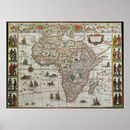 Póster Mapa del Antiguo Mundo de África, c. 1635
