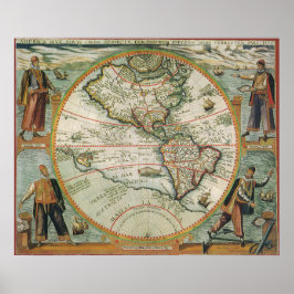 Póster Mapa del Antiguo Mundo de las Américas, 1597