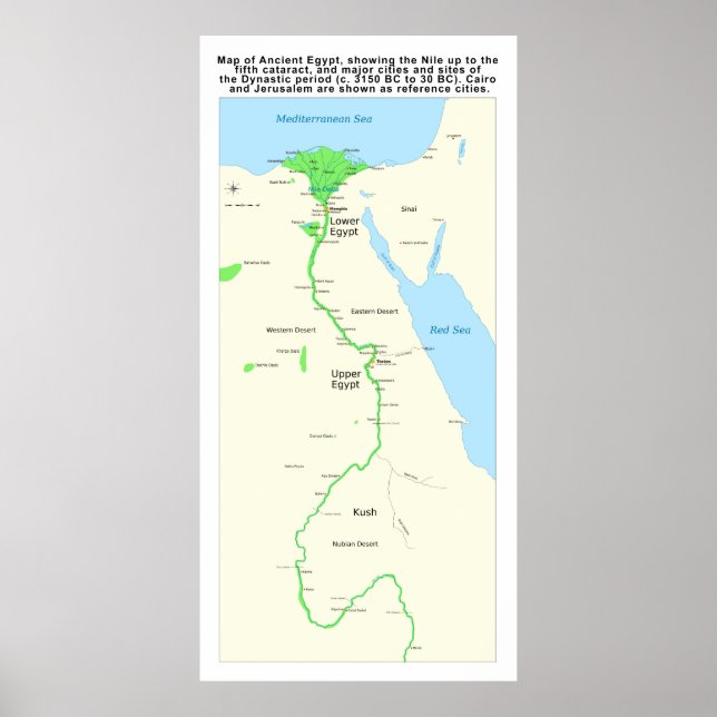 Póster Mapa del antiguo periodo dinástico de Egipto (Frente)