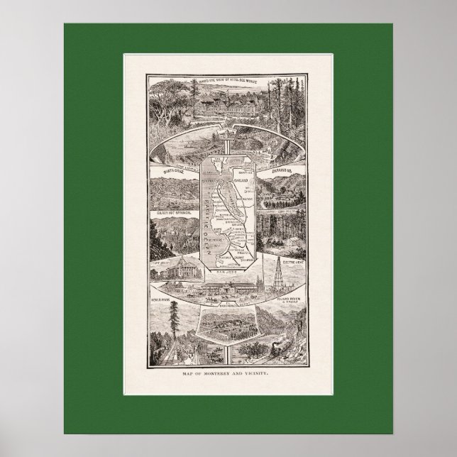 Póster Mapa del área de la bahía de SF 1886 (Frente)