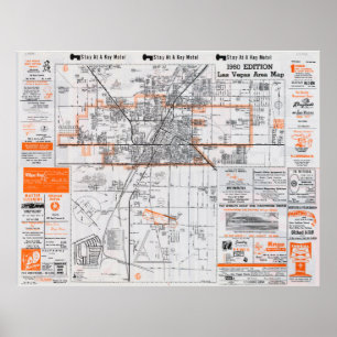 Póster Mapa del área de Las Vegas de 1960