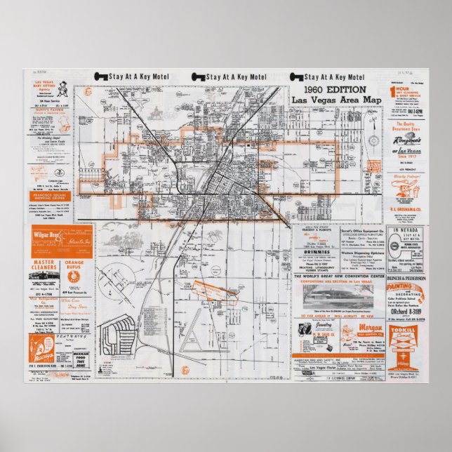 Póster Mapa del área de Las Vegas de 1960 (Frente)