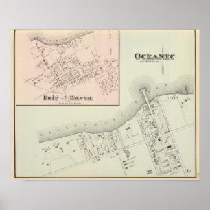Póster Mapa del asilo oceánico y justo, NJ