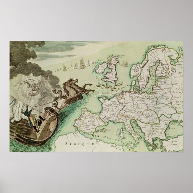 Póster Mapa del ataque naval a Inglaterra de Napoleón (Frente)