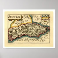 Mapa del Atlas Anticuario del Condado de Sussex In