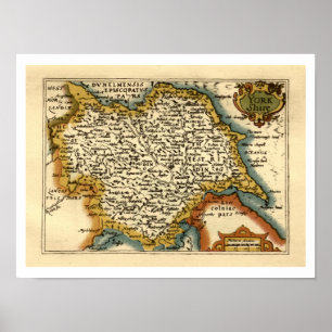 Póster Mapa del Atlas Anticuario del condado de Yorkshire