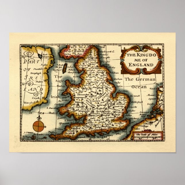Póster Mapa del Atlas Anticuario del Reino de Inglaterra (Frente)