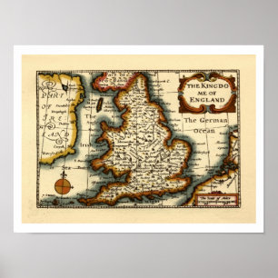 Póster Mapa del Atlas Anticuario del Reino de Inglaterra