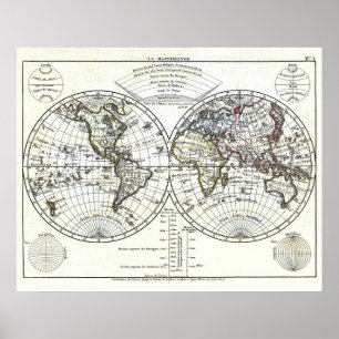 Póster Mapa del Atlas de 1806: La Mappemonde de Eustache 