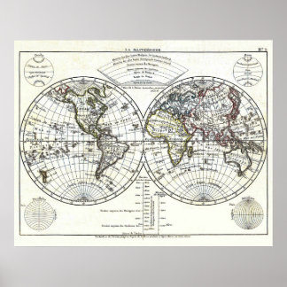 Póster Mapa del Atlas de 1806: La Mappemonde de Eustache