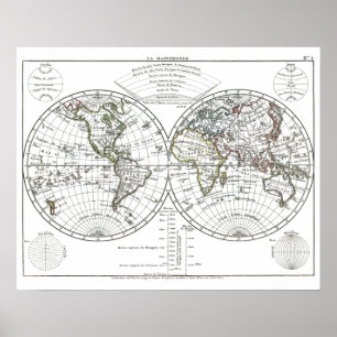 Póster Mapa del Atlas de 1806: La Mappemonde de Eustache 