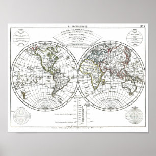 Póster Mapa del Atlas de 1806: La Mappemonde de Eustache 