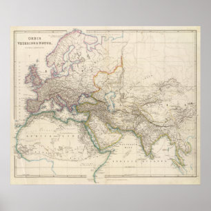 Póster Mapa del Atlas de África, Europa y Asia occidental