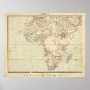 Póster Mapa del atlas de África que muestra a colonias