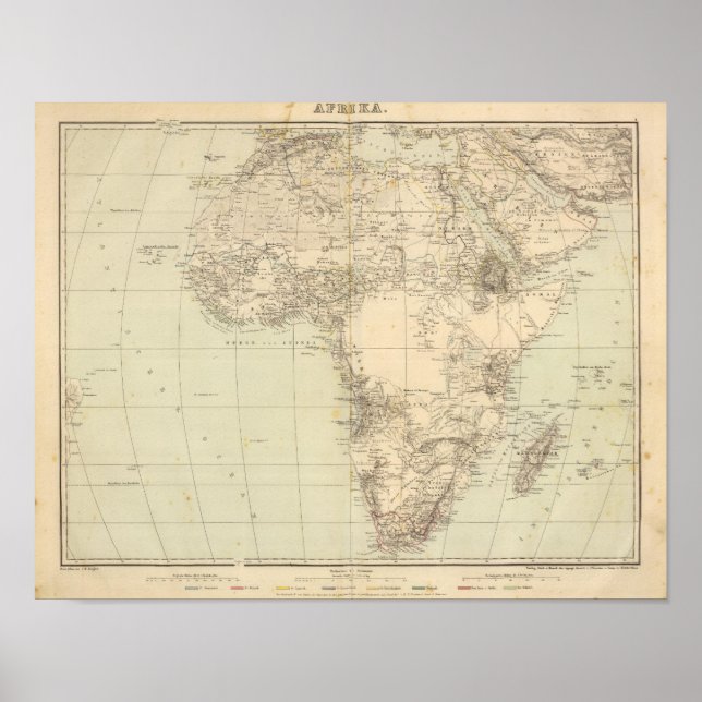 Póster Mapa del Atlas de África que muestra las colonias (Frente)