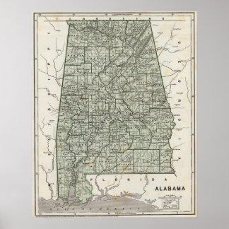 Póster Mapa del Atlas de Alabama