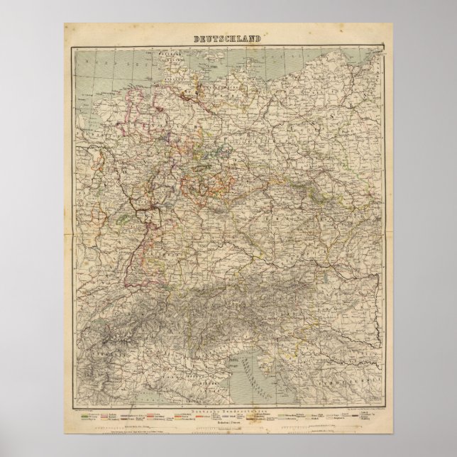 Póster Mapa del Atlas de Alemania (Frente)