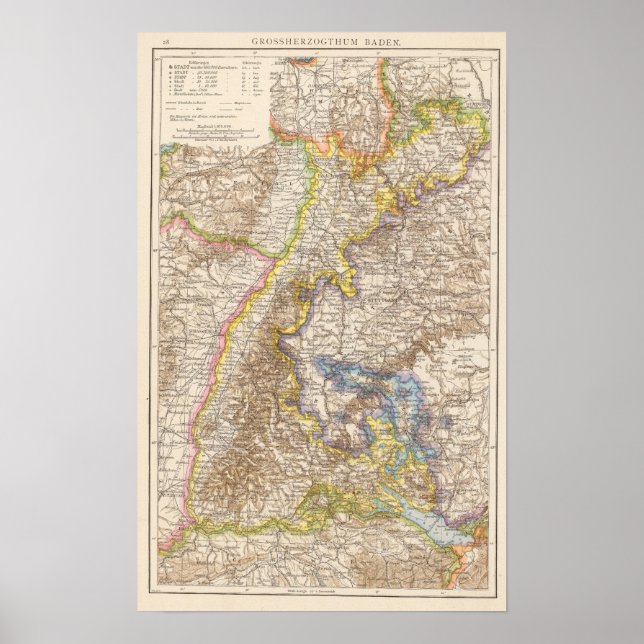 Póster Mapa del Atlas de Alemania de Baden (Frente)