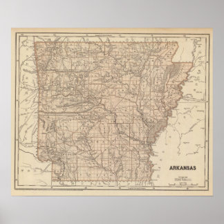 Póster Mapa del Atlas de Arkansas