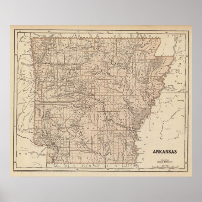 Póster Mapa del Atlas de Arkansas (Frente)